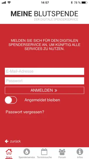 Screenshot von Blutspende auf dem iPhone 2