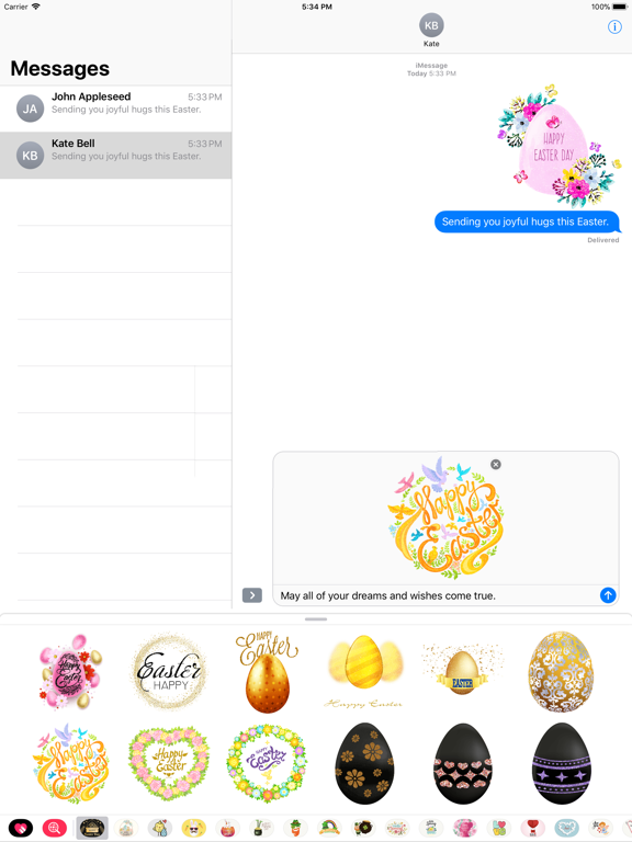 Glittering & Gold Easter Day iPad screenshot 5 - Stickers app