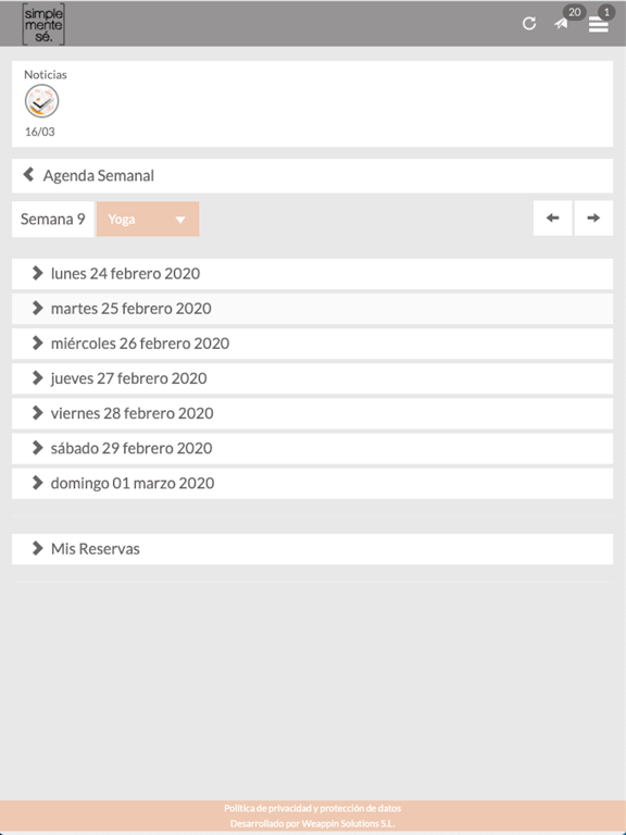 Simplementesé iPad screenshot