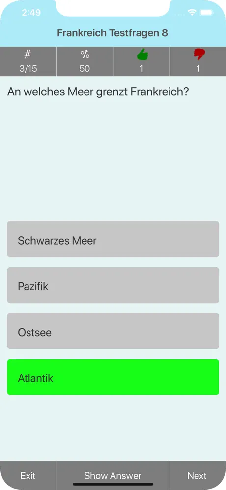 Frankreich Testfragen