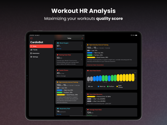CardioBot: Heart Rate Monitor iPad app afbeelding 7