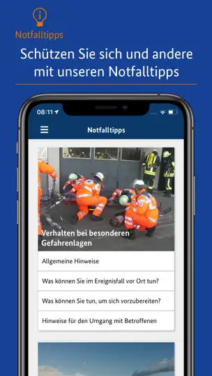 Screenshot von NINA auf dem iPhone 5