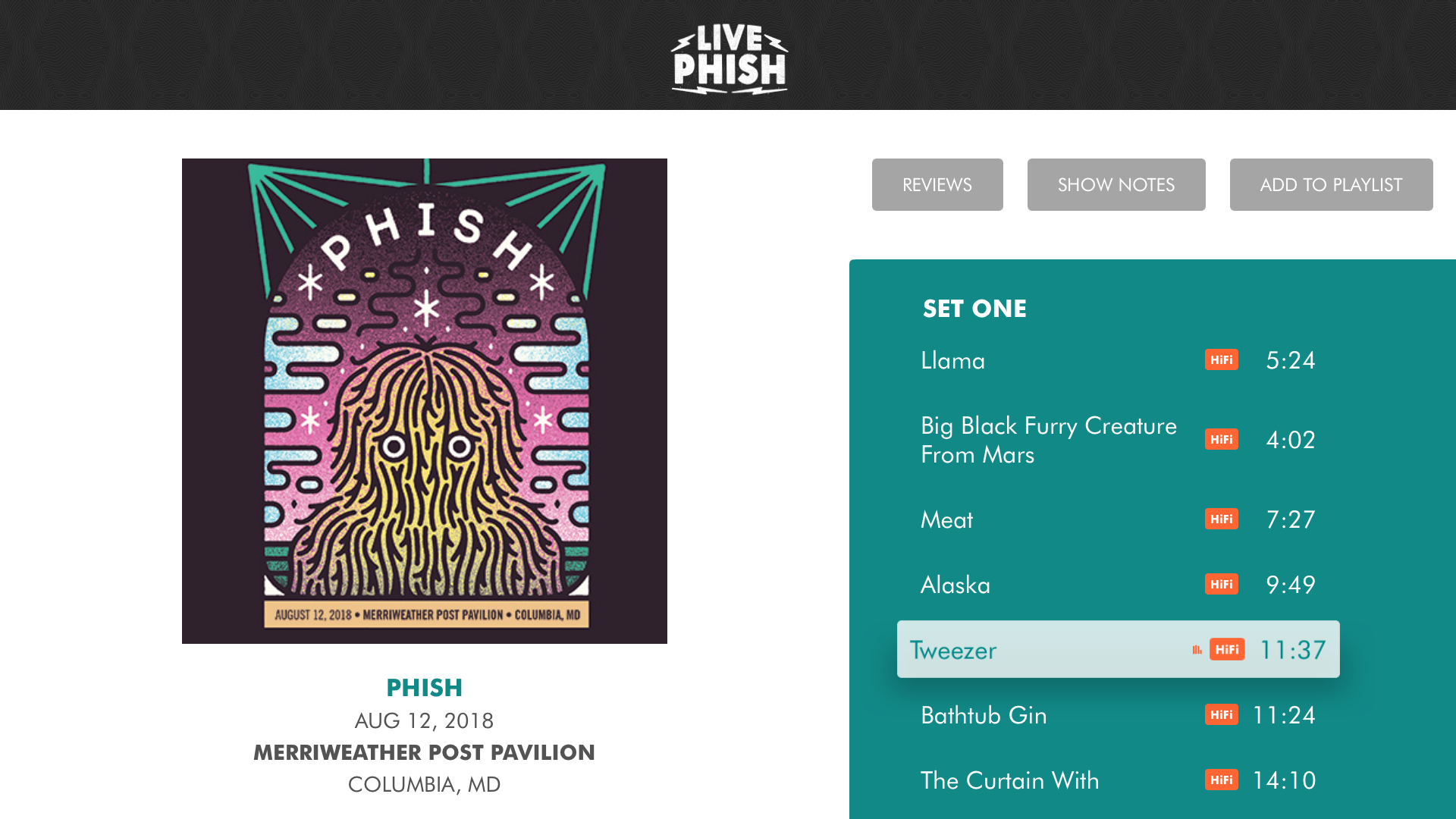 LivePhish screenshot 17