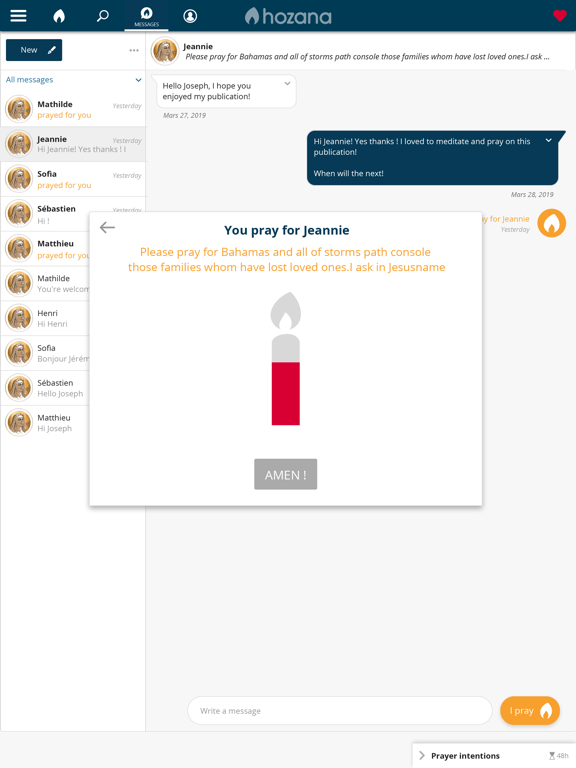 Hozana - Christian prayer iPad screenshot 9 - Social Networking app