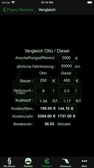 Screenshot von KfzSteuer+ auf dem iPhone 4