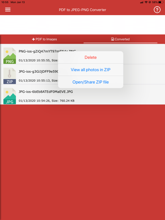 Convert PDF to JPG,PDF to PNG iPad screenshot