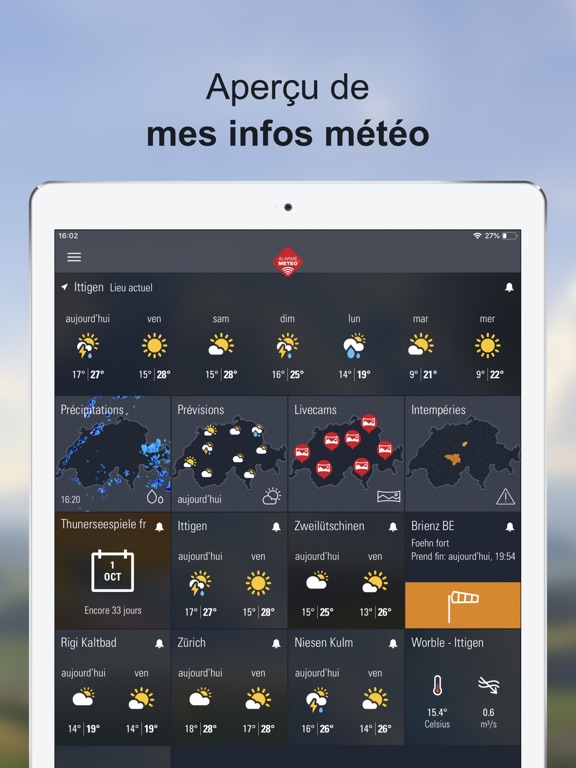 Screenshot #5 pour Alarme Météo : Temps Suisse