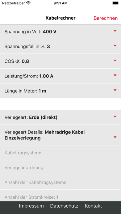 Screenshot #1 pour Kabelrechner