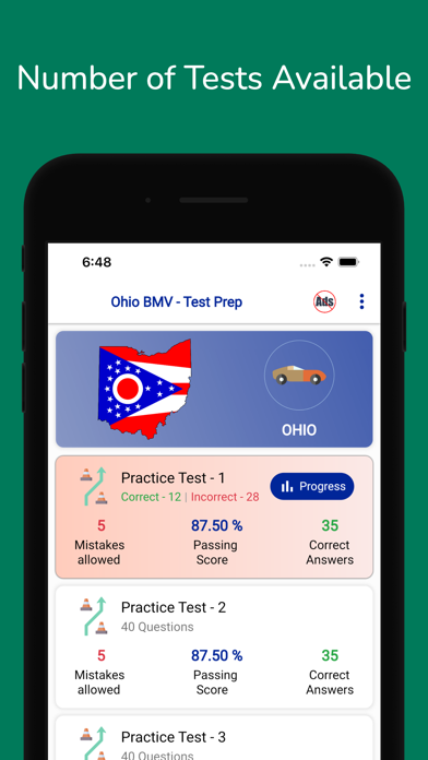 Ohio BMV Permit Practice Prep Screenshot