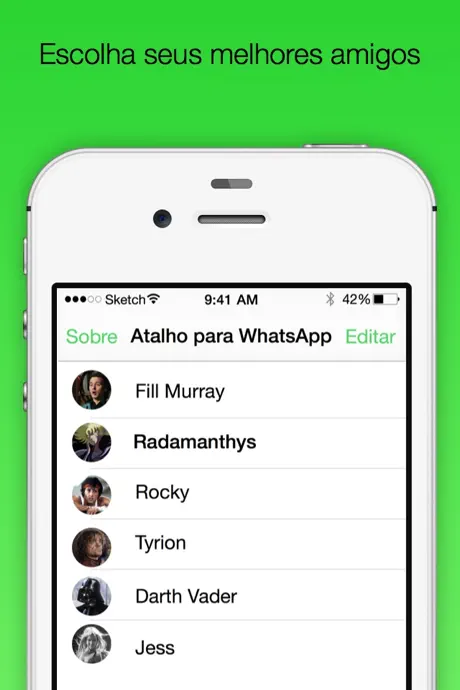 Atalhos para Contatos - Widget