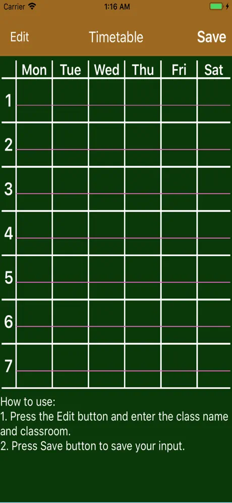 Timetable for making notes