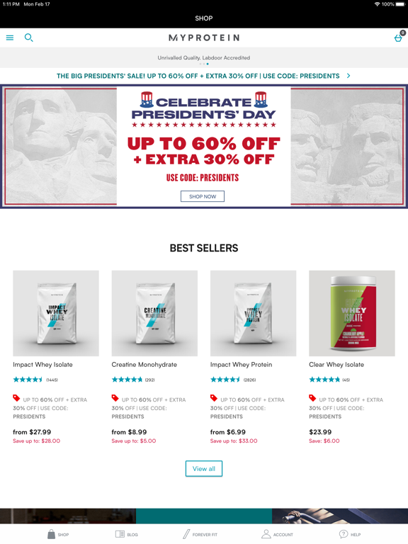 Myprotein: Fitness & Nutrition iPad screenshot 4 - Shopping app