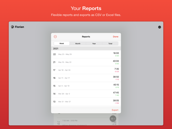 WorkTimes - Hours Tracker iPad app afbeelding 4