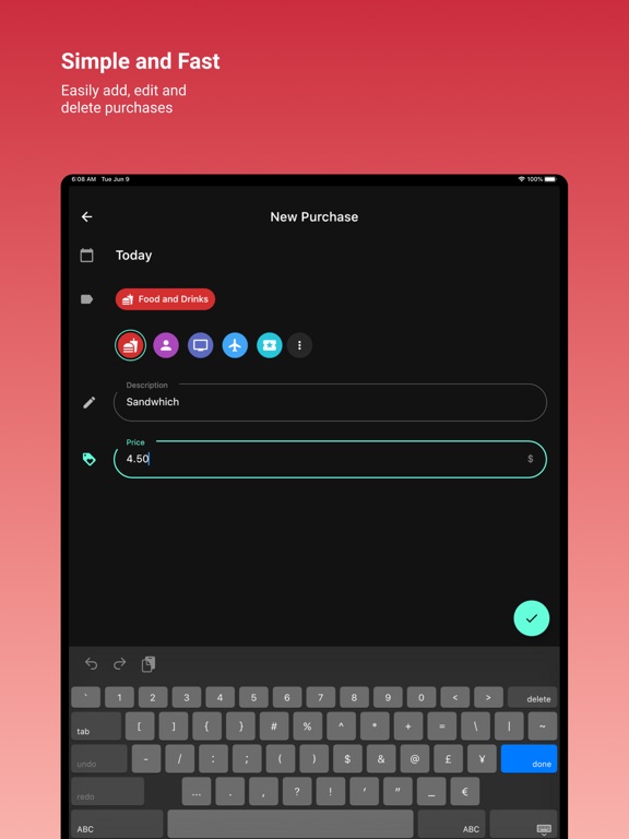Purchase Tracker iPad screenshot 2 - Finance app