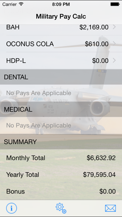 Screenshot #2 pour Military Pay Calc
