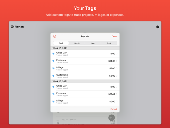 WorkTimes - Hours Tracker iPad app afbeelding 6