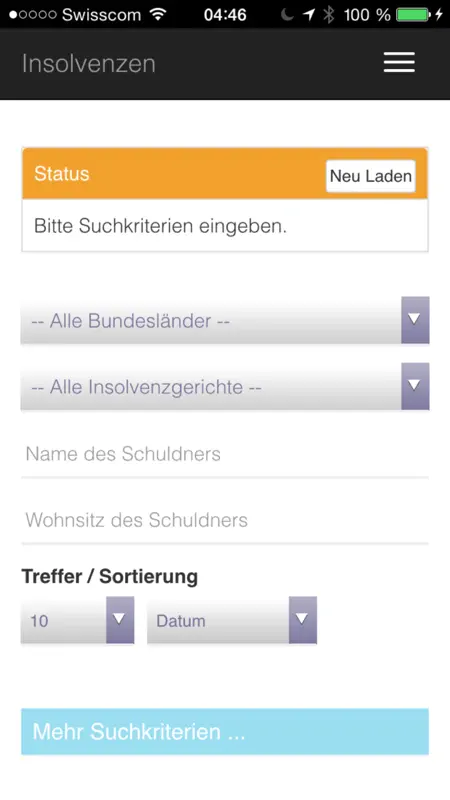 Insolvenzen screenshot 1 of 2