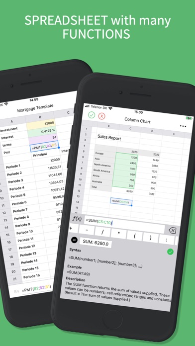 The Spreadsheet App. - Sheets Screenshot