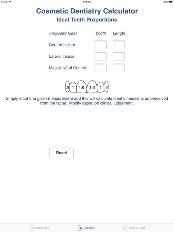 Cosmetic Dentistry Calculator iPad screenshot