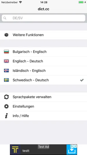 Screenshot von Dict.cc Wörterbuch auf dem iPhone 2