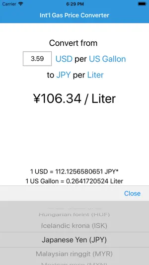 Int'l Gas Price Converter screenshot 2