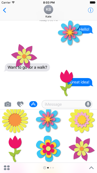 Retro Flower Stickies iPhone screenshot 1 - Stickers app