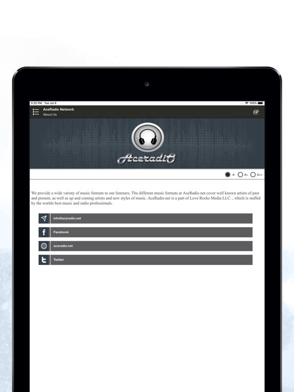 AceRadio network iPad screenshot 4 - Music app