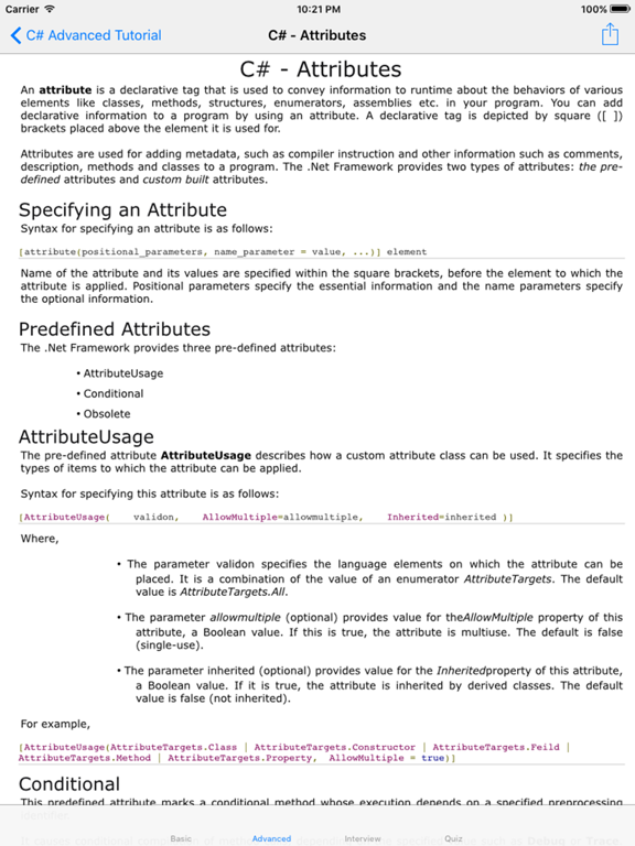Tutorial for C# iPad screenshot 4 - Reference app