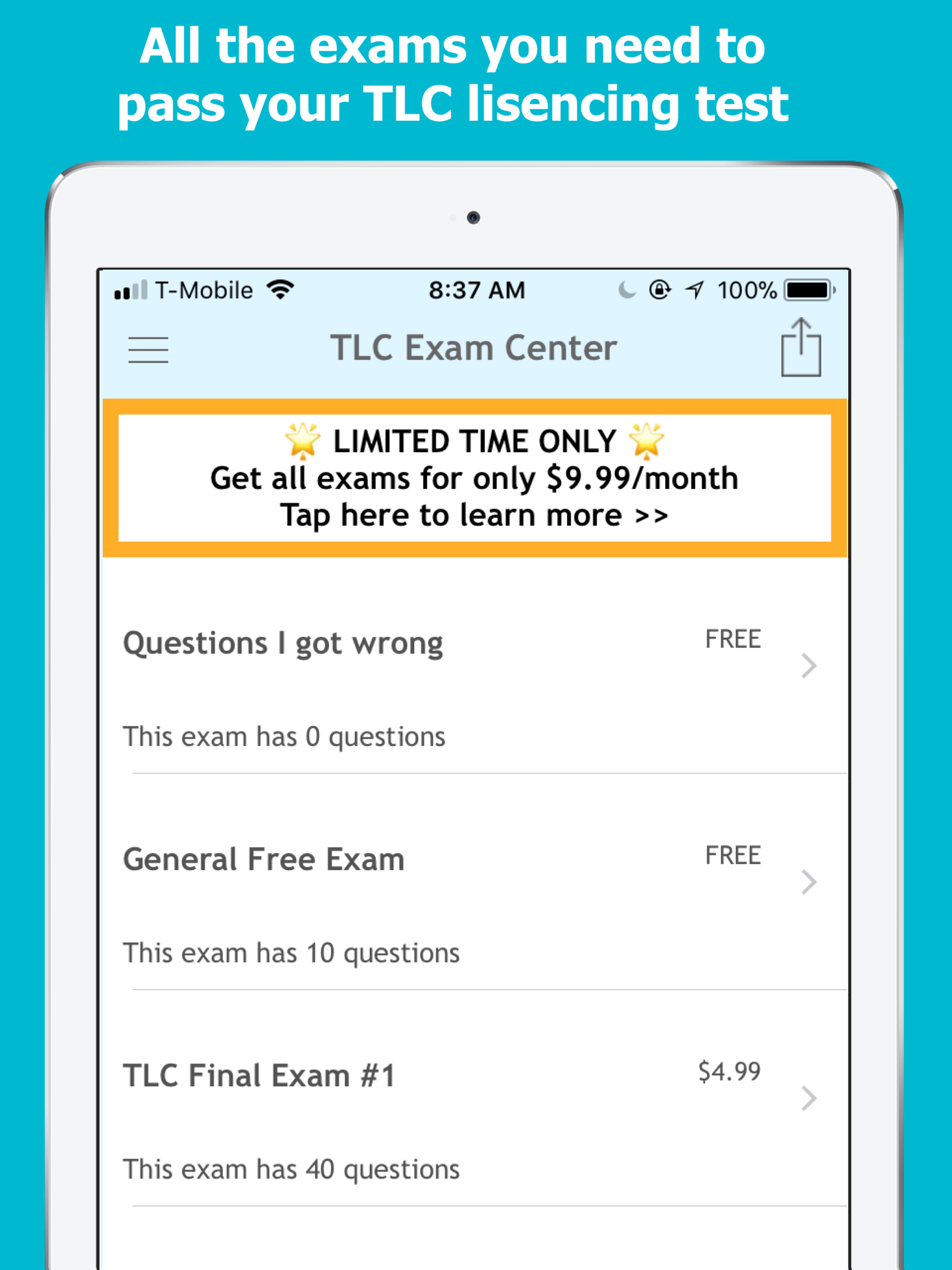TLC Exam Center: Prep & Study screenshot 8
