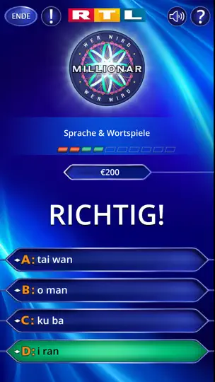 Screenshot von Wer Wird Millionär? Training auf dem iPhone 4