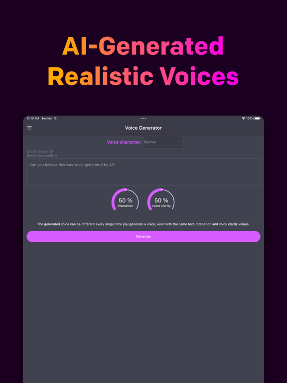 Screenshot #5 pour AI Voice Generator - SEDA