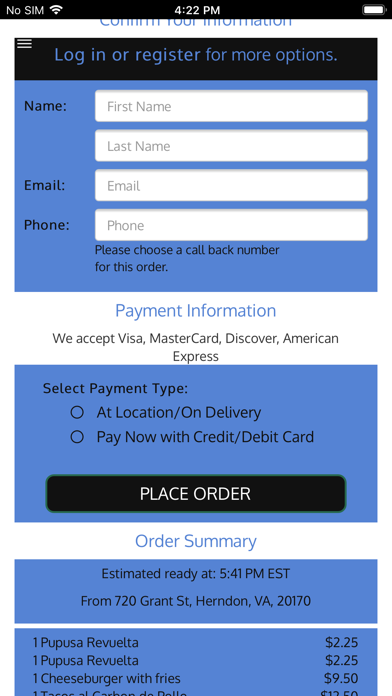 Pupusas Express iPhone screenshot 7 - Food & Drink app