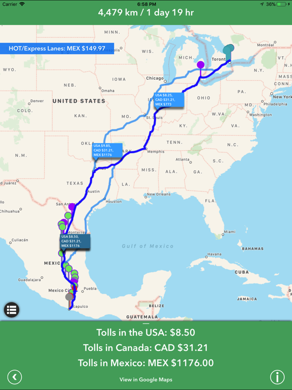 Tollsmart Toll Calculator iPad screenshot 2