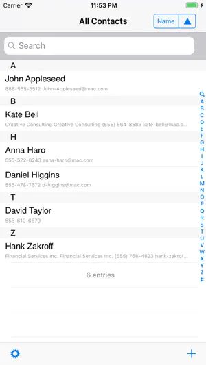 Contacts last entries & search screenshot 1