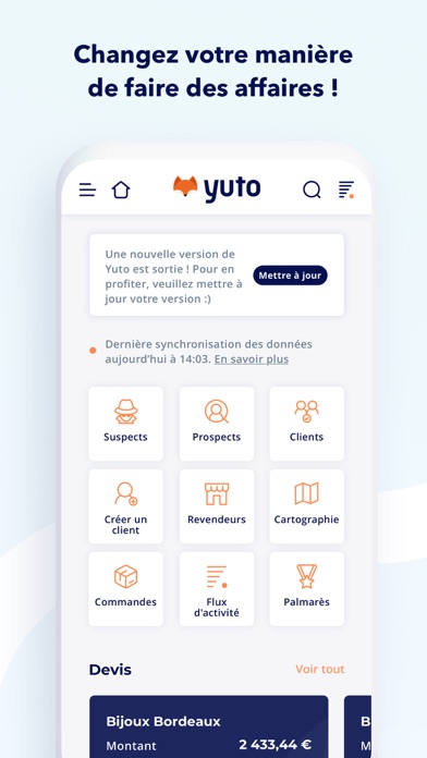 Screenshot #1 pour Yuto, le CRM mobile et futé