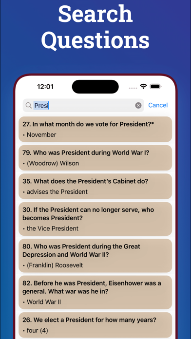 US Citizenship Test 2025. Screenshot