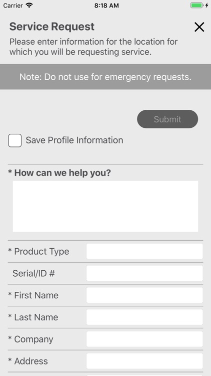Crown Service Request