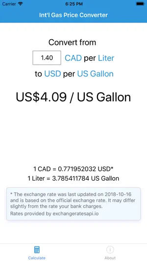 Int'l Gas Price Converter screenshot 1