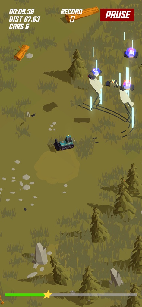 PAKO Forever - El juego desafía a los jugadores a maniobrar a través de un denso entorno boscoso, esquivando obstáculos naturales como troncos de madera caídos y rocas que se suman a la complejidad de la persecución.