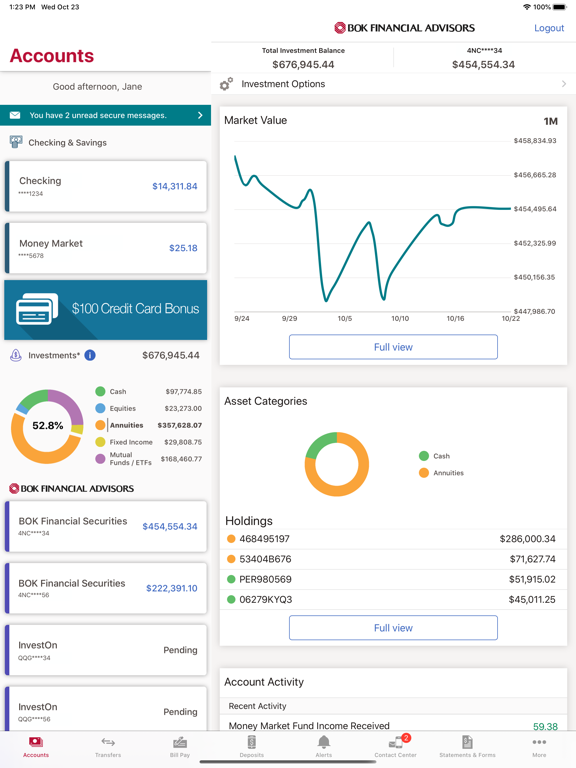 BOK Financial Mobile Banking iPad screenshot 6 - Finance app