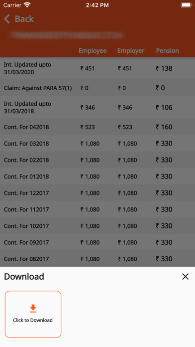 PF Balance Check - Passbook Screenshot