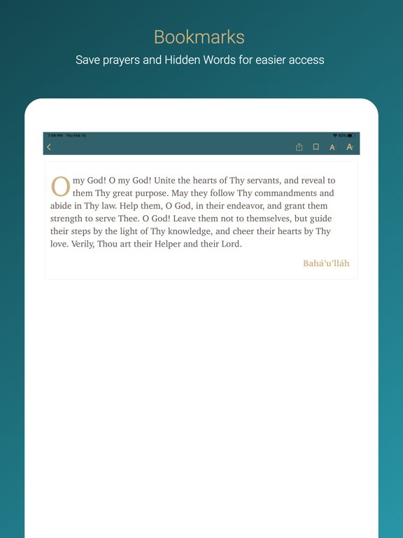 Bahá'í Prayers iPad screenshot 5 - Utilities app