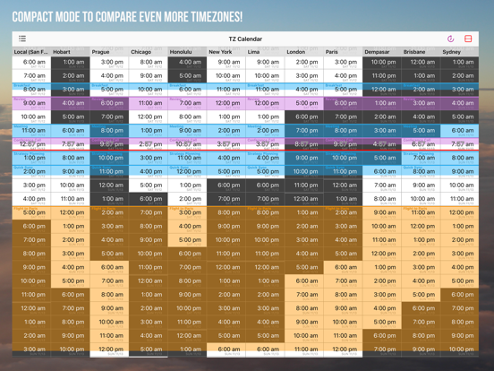 World Timezone Calendar iPad screenshot