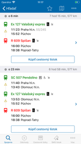 Cestovné poriadky CP screenshot