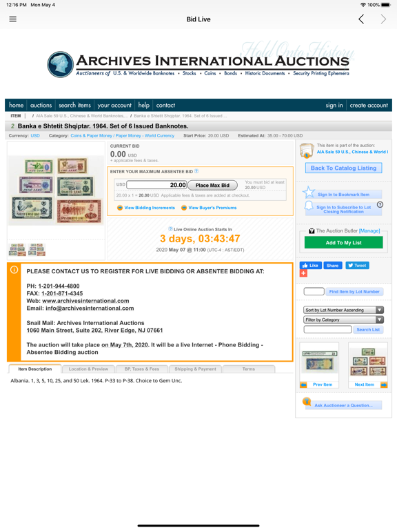 Screenshot #5 pour Archives International Auction