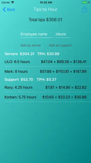 Simple Tip Pool screenshot 2