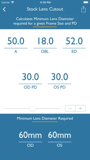 Optical Calculator for ECPs screenshot 2