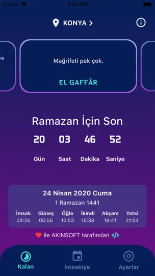 AKINSOFT Namaz Vakitleri iPhone Ekran Görüntüsü 6