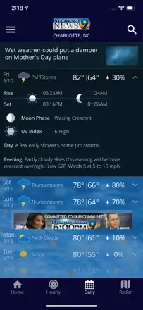 WSOC-TV Channel 9 Weather App: Screenshot 2 von 4