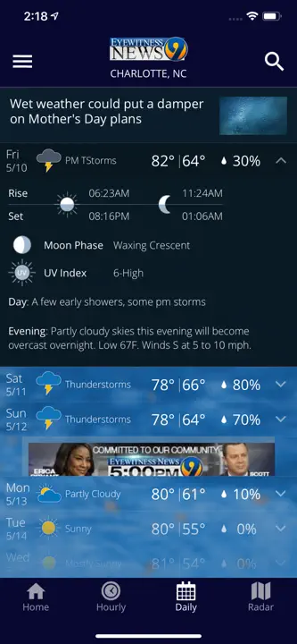 WSOC-TV Channel 9 Weather App: Screenshot 2 von 4